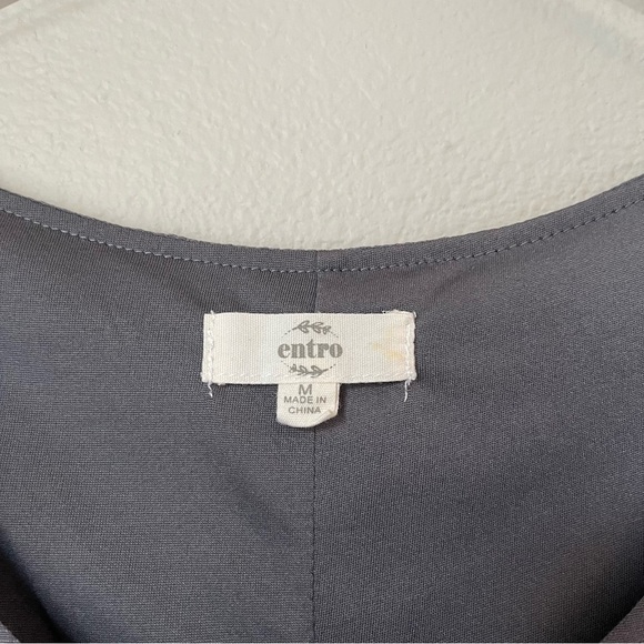 Entro Gray Lined Tunic Tank Tiered Lace Mini Dress Size Medium - Picture 2 of 5